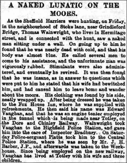 Extract from Sheffield Independent, 6 January 1890