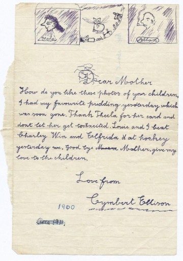 Letter A. Cymbert Ellison to his mother, Constance