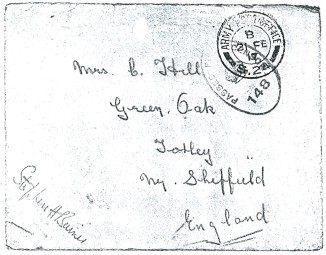 Albert Pinder envelope 21 Feb 1917
