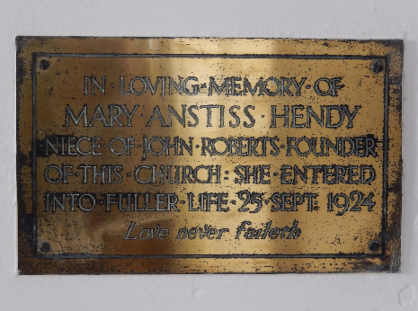 Mary Anstiss Hendy memorial, Church of St. John the Evangelist, Abbeydale