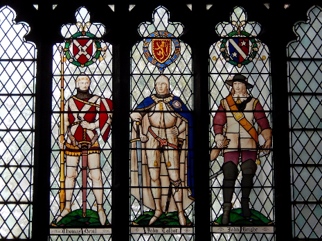 Six Worthies Window: Thomas Nevil, John Talbot, Colonel Sir John Bright