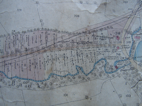 Totley Brook Estate allotment plan 1876, eastern part