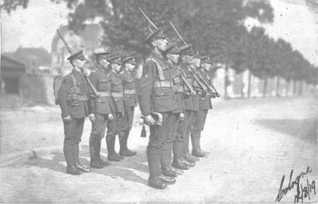 Buglar Fred Dye on parade, Cologne, 12 August 1919.