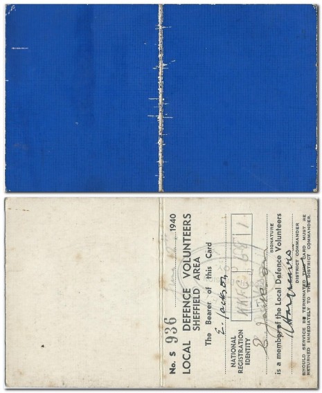 Local Defence Volunteers Identity Card 1940