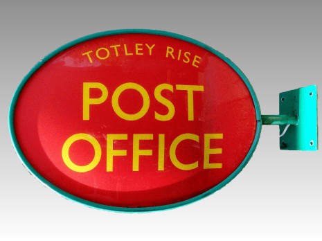Totley Rise Post Office oval illuminated sign (right)
