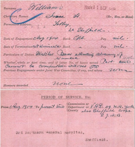 British Red Cross WW1 personnel record