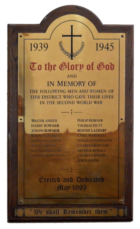 Dore Christ Church WW2 brass plaque