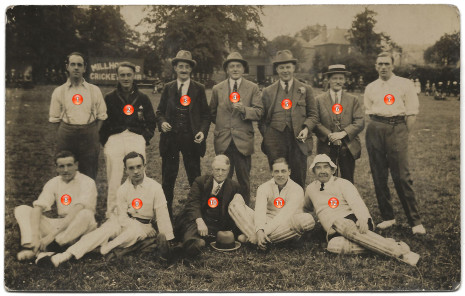 Photograph 1. Batting team. Cecil Inman is number 3.