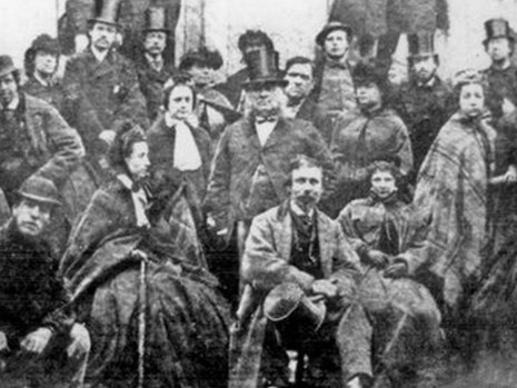 Thomas Youdan (centre in tall hat) and theatre company, 1865